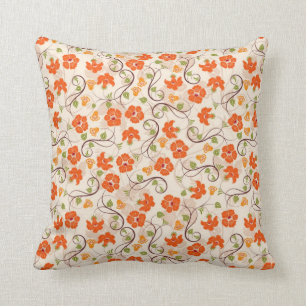 Orange BlumenWurfskissen Kissen