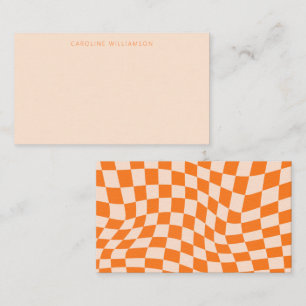 Orange Blush Abstrakt Checkerboard Individuelle Na Mitteilungskarte