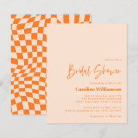 Orange Blush Abstraktes Schachbrett Brautparty