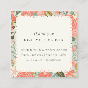 Orange Blush Aquamarin Ambrosia Floral Vielen Dank Quadratische Visitenkarte