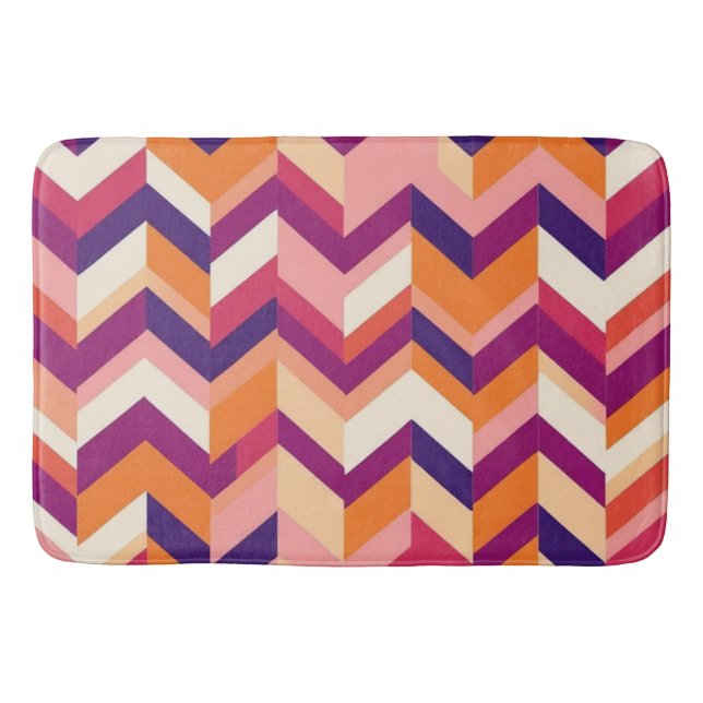 Orange Blush Magenta Zickzack Bath Mat Badematte (Vorderseite)