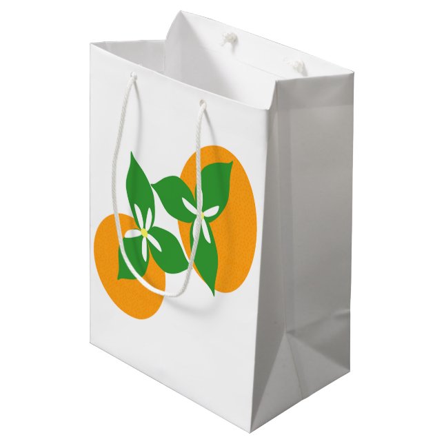 Orange Blüte Mittlere Geschenktüte (Vorderseite Schrägansicht)