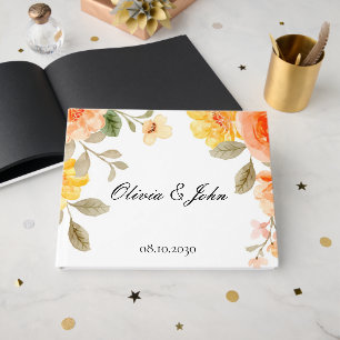 ORANGE BLÜTEN BOTANISCHE HOCHZEITSBRAUTPARTY GÄSTEBUCH