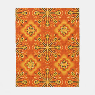 Orange Boho Abstrakte Blume Muster dekorativ Fleecedecke