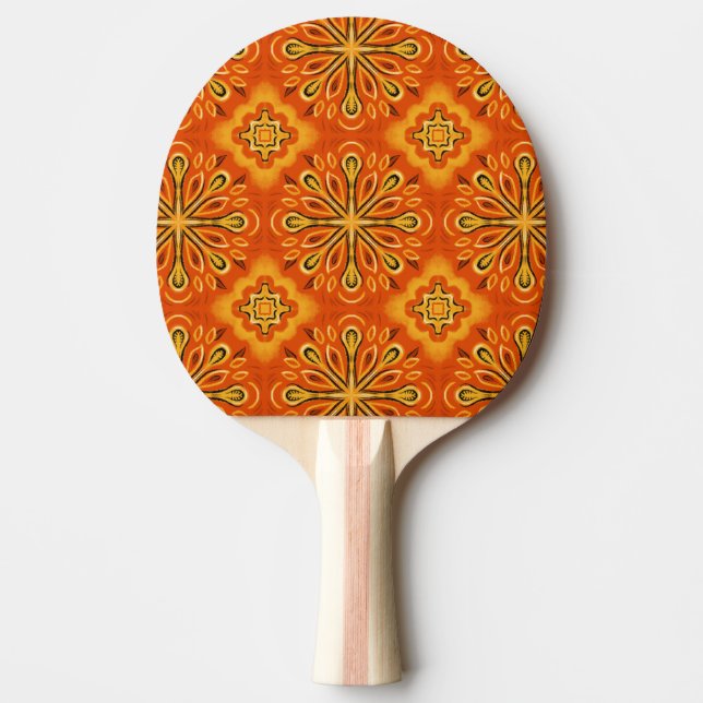 Orange Boho Abstrakte Blume Muster dekorativ Tischtennis Schläger (Vorderseite)
