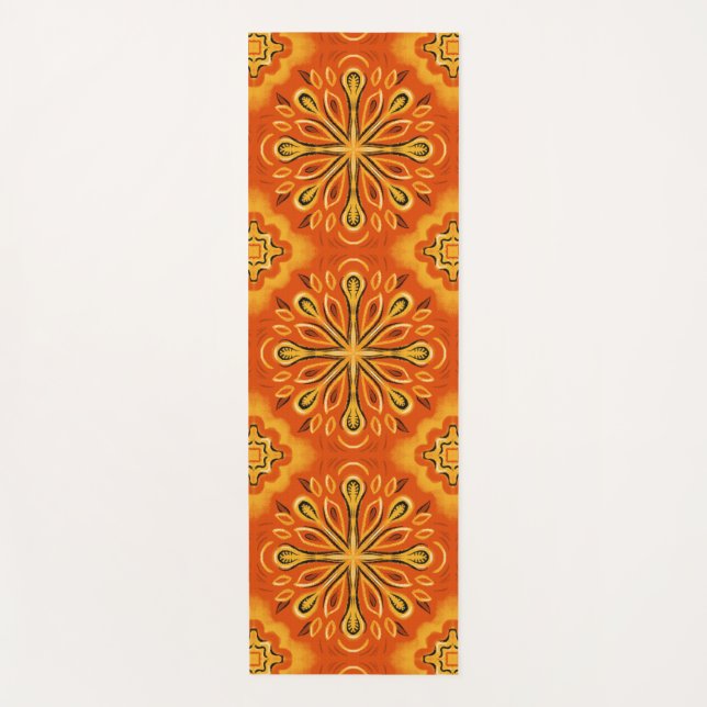 Orange Boho Abstrakte Blume Muster dekorativ Yogamatte (Vorderseite)