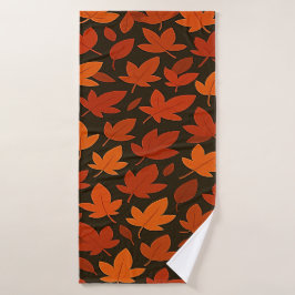 Orange Boho Autumn Leaves Badehandtuch