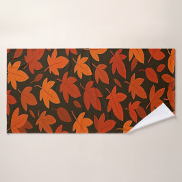 Orange Boho Autumn Leaves Badehandtuch