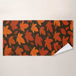 Orange Boho Autumn Leaves Badehandtuch