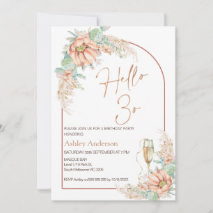 Orange Boho Cactus 30. Geburtstagsfeier Party Einl Einladung