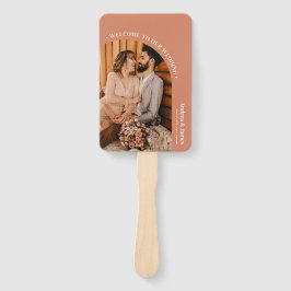 Orange Boho Disco Foto Wedding Programm Fächer