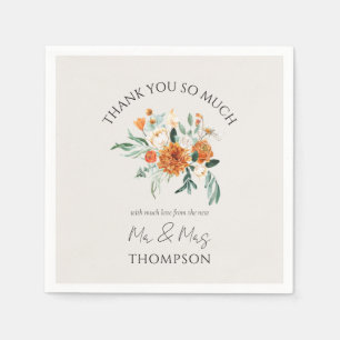 Orange Boho Fall Floral Neuer Herr Mrs. Serviette