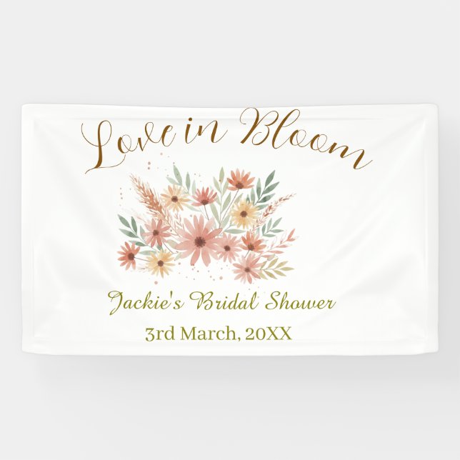 Orange Boho-Liebe in Bloom Brautparty-Name Retro Banner (Horizontal)