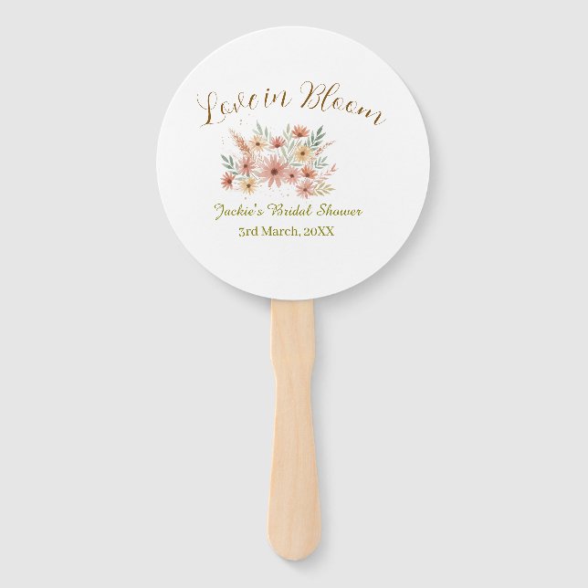 Orange boho love in Bloom bridal shower name retro Fächer (Vorderseite)