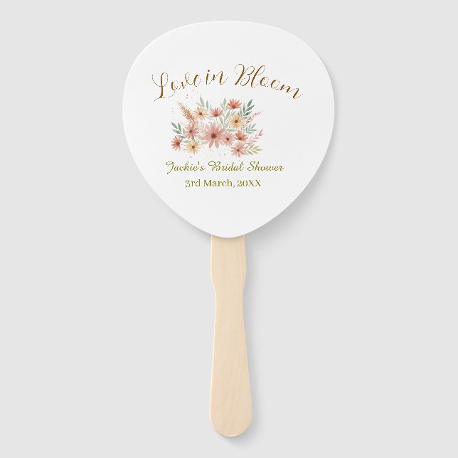 Orange boho love in Bloom bridal shower name retro Fächer (Vorderseite)