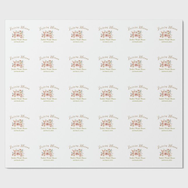 Orange boho love in Bloom bridal shower name retro Geschenkpapier (Flach)
