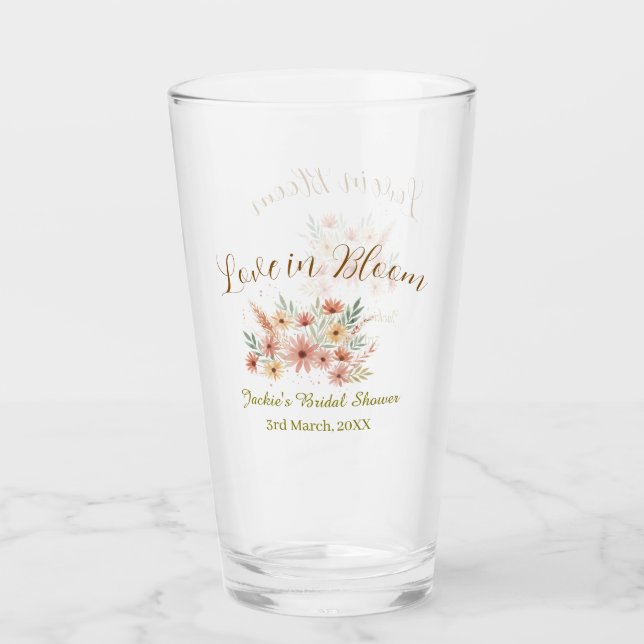 Orange boho love in Bloom bridal shower name retro Glas (Vorderseite)