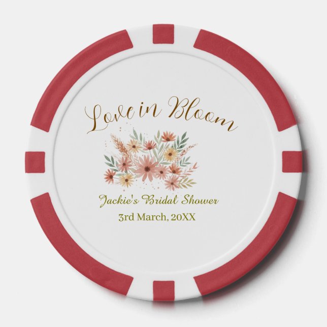 Orange boho love in Bloom bridal shower name retro Pokerchips (Vorderseite)
