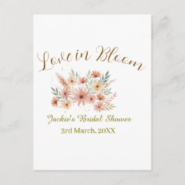 Orange boho love in Bloom bridal shower name retro Postkarte
