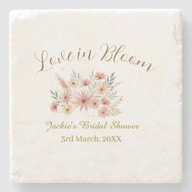 Orange boho love in Bloom bridal shower name retro Steinuntersetzer (Vorderseite)