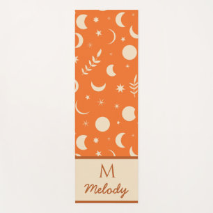 Orange Boho Moon Phases Mustermonogramm Yogamatte
