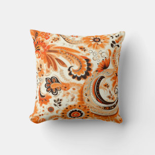 Orange Boho Paisley Seamless Pattern Kissen