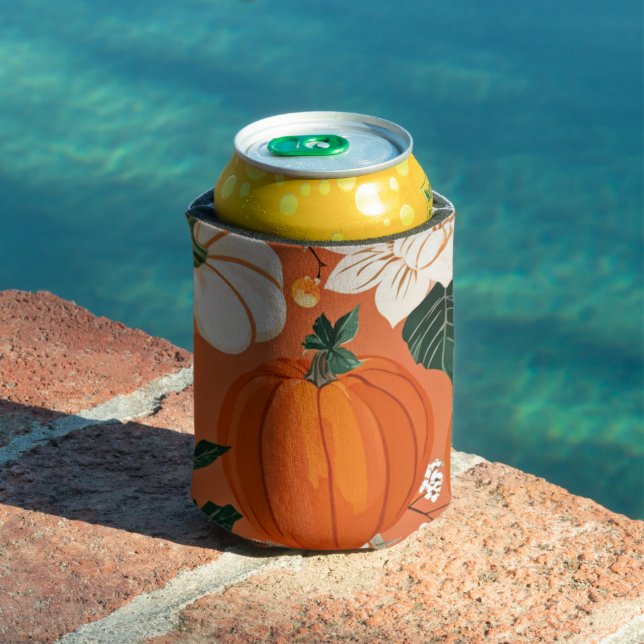 Orange Boho Pumpkin Autumn Floral Pattern Dosenkühler (In Situ Pool)
