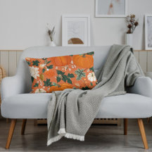 Orange Boho Pumpkin Autumn Floral Pattern