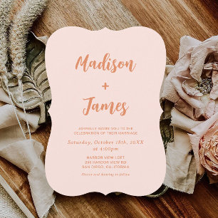 Orange Boho Retro Foto Wedding Einladung