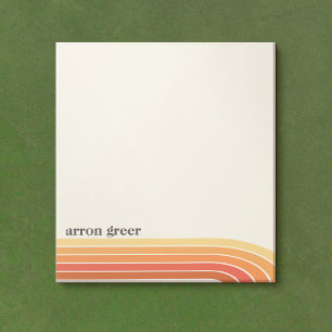 Orange Boho Retro Streifen Notizblock