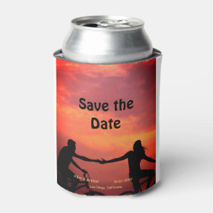orange boho Save the Date QR Website-Namen phot hi Dosenkühler