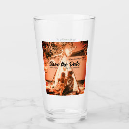 orange boho Save the Date QR Website-Namen phot hi Glas