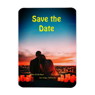 orange boho Save the Date QR Website-Namen phot hi Magnet
