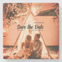 orange boho Save the Date QR Website-Namen phot hi