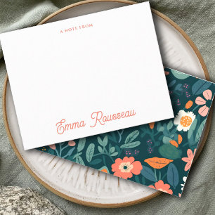 Orange Boho Wildblume Muster Skriptbeschreibung au Mitteilungskarte