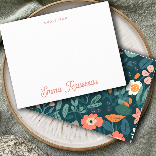 Orange Boho Wildblume Muster Skriptbeschreibung au Mitteilungskarte (Von Creator hochgeladen)