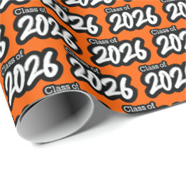 Orange Bold Brush Class of 2026 Wrapping Paper Geschenkpapier