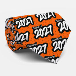 Orange Bold Brush Class of 2027 Neck Tie Krawatte