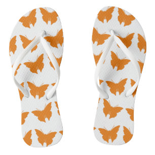 Orange Bold Mod Butterflies Flip Flops
