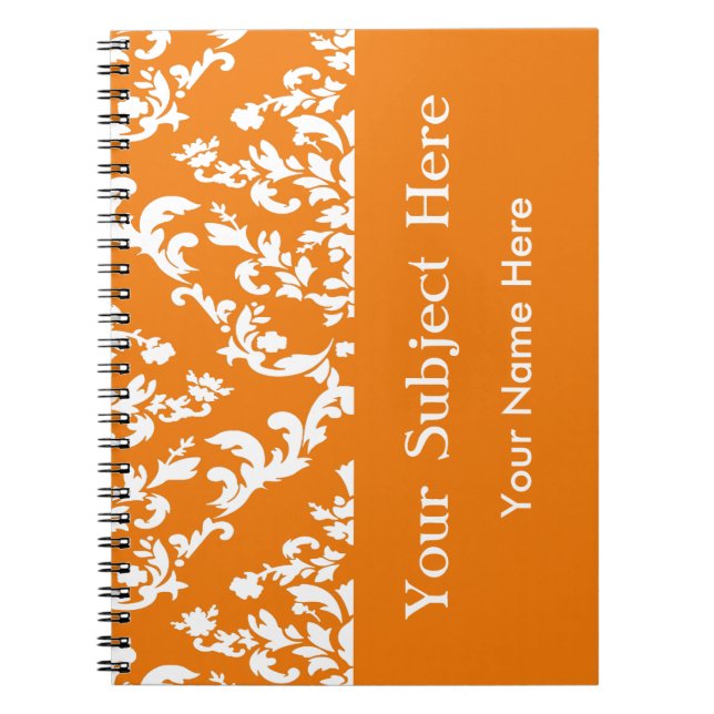 Orange Bold Mod Damask mit benutzerdefiniertem Tex Notizblock (Vorderseite)