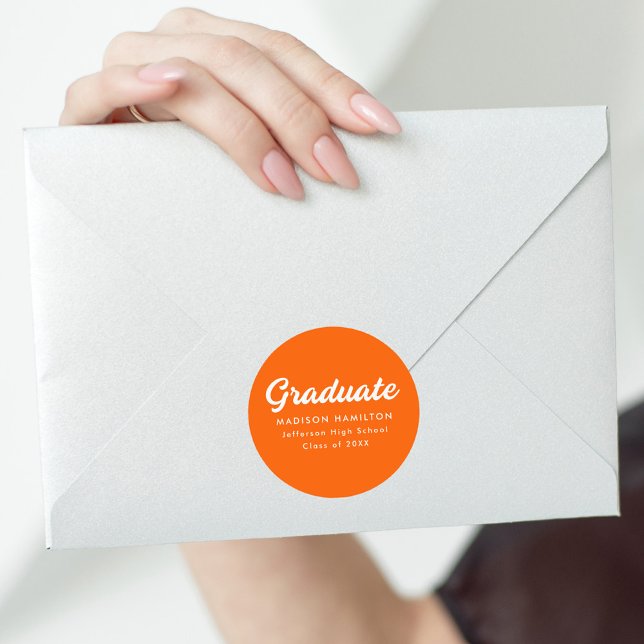 Orange | Bold Script-Abschluss Runder Aufkleber (Von Creator hochgeladen)