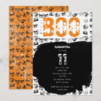 Orange Boo Halloween Spooky Skull Geburtstag Einladung