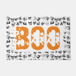 Orange Boo Halloween Spooky Skull Pattern Fußmatte