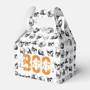 Orange Boo Halloween Spooky Skull Pattern Geschenkschachtel