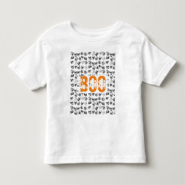 Orange Boo Halloween Spooky Skull Pattern Kleinkind T-shirt