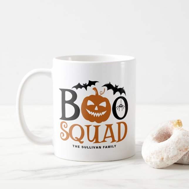 Orange Boo Squad Spooky Letween Halloween Kaffeetasse (Mit Donut)