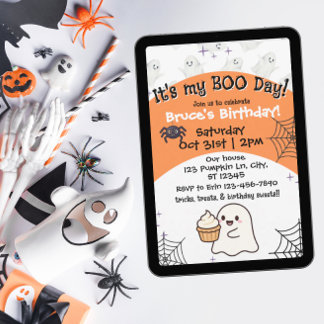 Orange Boo Tag Geburtstag Einladung