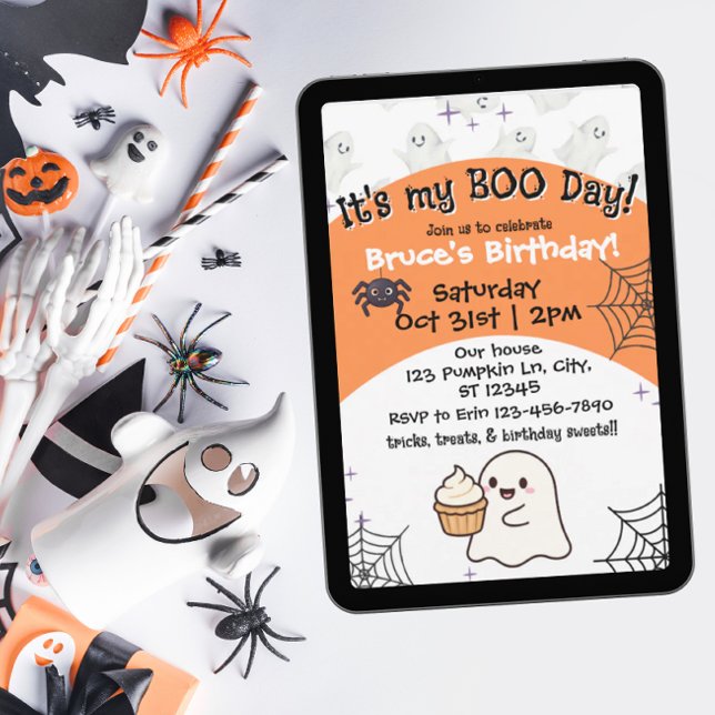 Orange Boo Tag Geburtstag Einladung (Von Creator hochgeladen)