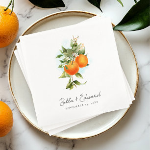 Orange Botanical Boho Wedding Napkins Serviette