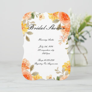 ORANGE BOTANICAL BRIDAL SHOWING INVITATION SAVE THE DATE